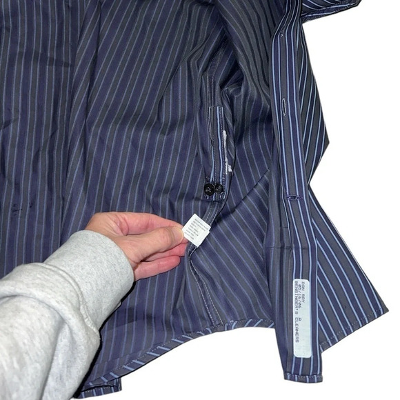 Gap Oxford Fitted Premium Long Sleeve Shirt Blue Stripe - Picture 4 of 6